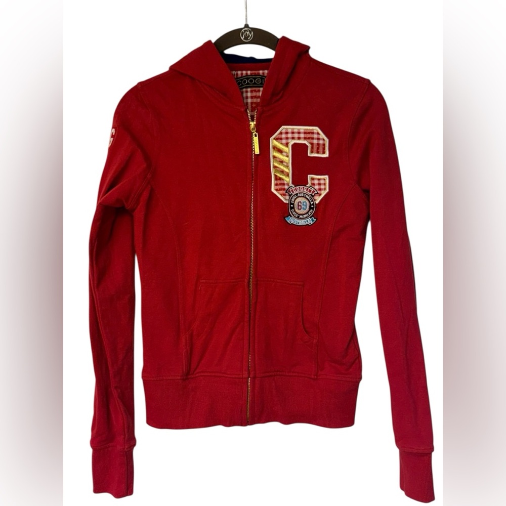 Coogi Red Zip-Up Hoodie Embroidered Logo